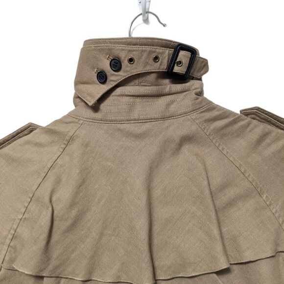 KATHERINE BARCLAY Linen Ruffle Military Jacket S - Picture 6 of 8